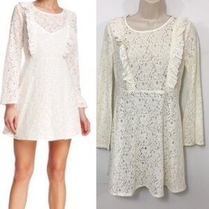 Harlowe & Graham lace  skater dress ruffle trim XS